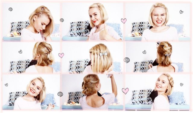 Прически на короткие волосы своими руками (50 фото) пошагово: простые, праздничные, красивые, видео-инструкция как сделать, фото и цена